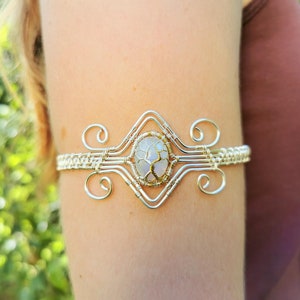 Fantasy inspired arm ring with a moonstone gemstone