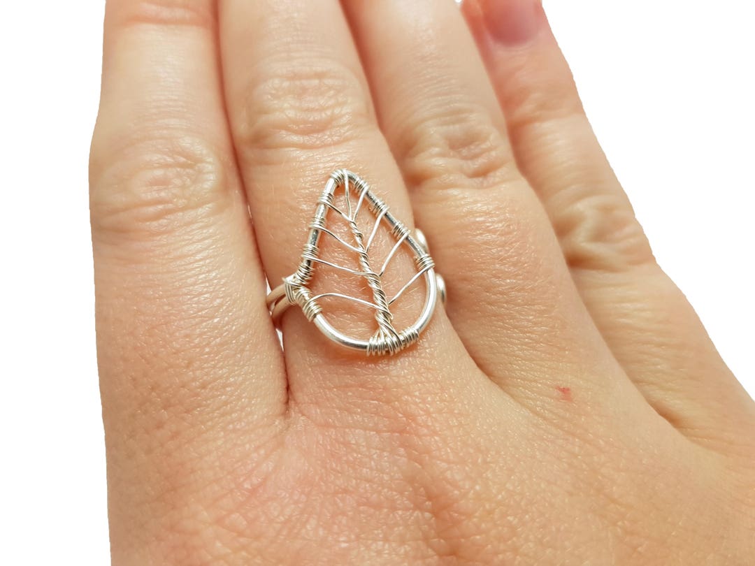 Leaf Wire Wrap Ring Etsy