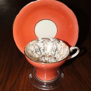 England Fine Bone China ENGLAND Handpainted Numbered ANSLEY Cup and Saucer