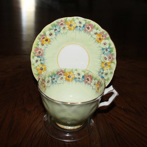England Fine Bone China ENGLAND Handpainted Numbered ANSLEY Cup and Saucer