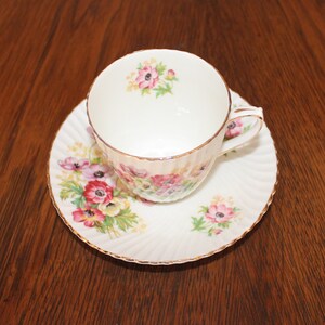 England Fine Bone China Handpainted Numbered VICTORIA Cup and Saucer with Pansies