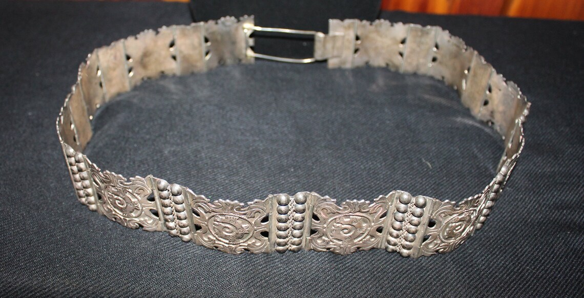 Antique Mexican Sterling Silver Belt Tasco 925 Etsy