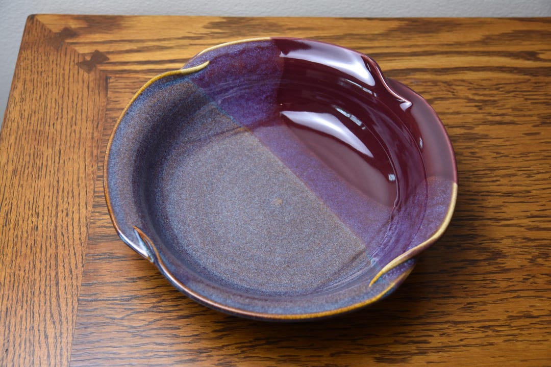 Stoneware Pottery - Wheel Thrown Ceramic Serving Bowl - Rootbeer Blue ...