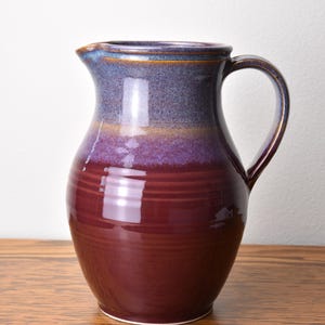 2.25 Liter Stoneware Pitcher - Root Beer Blue and Blackberry Glazes, Wheel Thrown