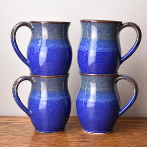 Denim Blue Stoneware Mug: Wheel Thrown Pottery, 16 oz
