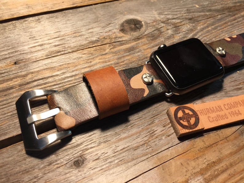Apple Watch Band. Camouflage. Genuine Leather 42mm 38mm Etsy