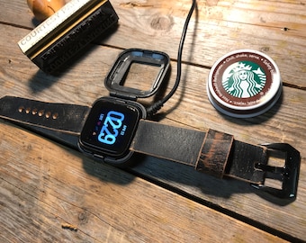 Fitbit Versa 1 y 2 Correa de cuero para hombre o mujer