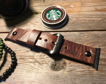 Apple Watch Leather Strap Band - Deep Chocolate  42mm, 38mm 40mm, 44mm, 45mm, 49mm Men or Women