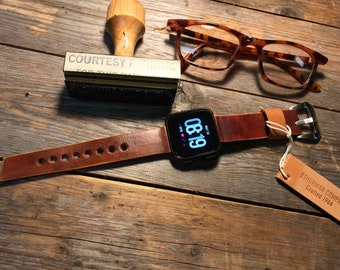 Fitbit Versa Version 1, 2, 3, 4 Leather Strap Band Men or Women