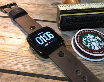 Correa de cuero para Fitbit Versa versión 1, 2, 3 y 4 para hombre o mujer