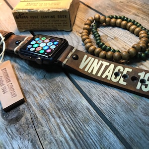 Mens Leather watch strap, band, apple watch, 42mm, 38mm 40mm, 44mm Men or Women