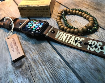 Mens Leather watch strap, band, apple watch, 42mm, 38mm 40mm, 44mm Men or Women