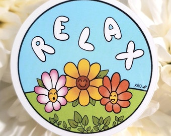 Vinilo adhesivo - Relax / flores, letras, felices, nubes