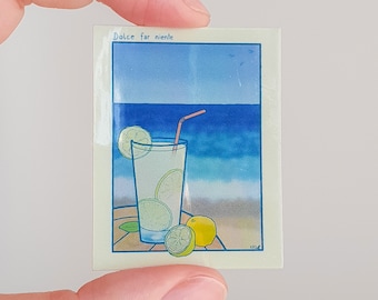 Autocollant vinyle holographique - Dolce far niente | été, boisson, citron, limonade, mer, frais