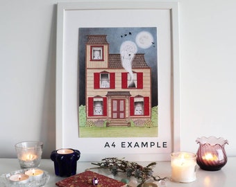 Geisterstunde Illustration, tirage Fine Art hochwertige, A4/A3