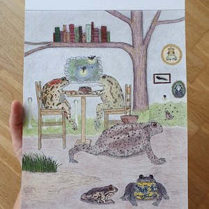 Froschlurche, frosch, kröte, unke, Illustration, hochwertiger Fine Art Print, A5/A4