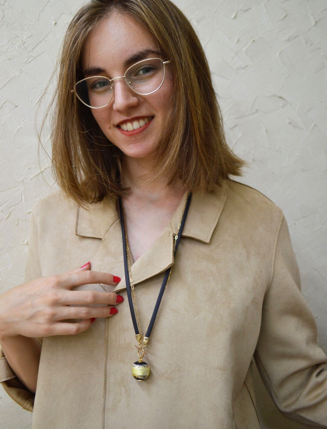 Matte Glass & Gold Statement Long Necklace Gold Necklace Etsy