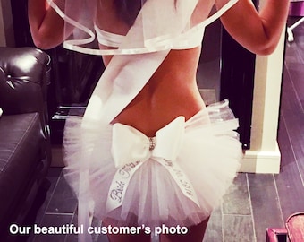 Bride to be Booty Veil, Sash. Hair Veil Purchase ind. or as a 3 piece Day/Night Set. Bachelorette Party, Bride To Be by CYA Bikini Veils