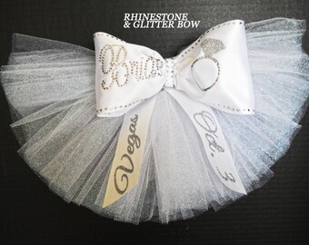 Bridal Booty by CYA Booty Veils incl's bow with RHINESTONE "Bride" and Personalized Ribbons by CYA Bikini Veils