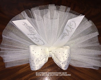 Booty Cover, Booty veil, Butt Veil,  with RHINESTONE bow loops, PERSONALIZED ribbons - by CYABikiniVeils