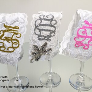 Garter Monogrammed. Bridal Shower Gifts, Booty Veil,Hair Veil, Foldable Ballet Flats,Kimono, etc. Buy as a Set or Separates