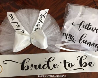 Bride To Be Booty Veil. Buy individually or as a Set for the Daytime and Nighttime- PERSONALIZED