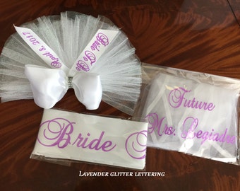 Bride To Be PERSONALIZED Veil. Buy individually or as a Day/Night Set . Colors avail.