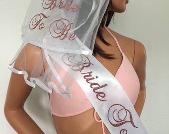 Rose Gold Veil, Sash, Booty Veil. (Butt Veil, Booty Cover, Bikini Veil) buy individually or as a set-PERSONALIZED. Created by CYABikiniVeils