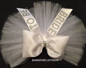 Bride's Booty Veil -  incl's ribbons with the words "Bride To Be" in brilliant RHINESTONE by CYA Bikini Veils