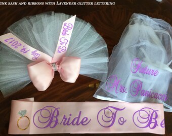 Bachelorette Party Booty Veil, Sash. Hair Veil Purchase individually or as a 3 piece Day/Night Set by CYA Bikini Veils