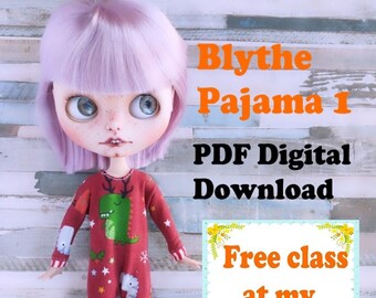 PDF Instant download Pattern to make a pijamas for blythe doll. You will receive the pattern and  sewing class at my youtube channel.