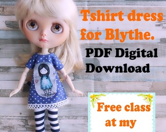 PDF Instant download Pattern to make a dress for blythe. Will receive the pattern at your email and class at my youtube channel.