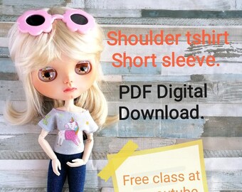 PDF Instant download Pattern to make a shoulder Tshirt for blythe. Will receive the pattern at your email and class at my youtube channel.