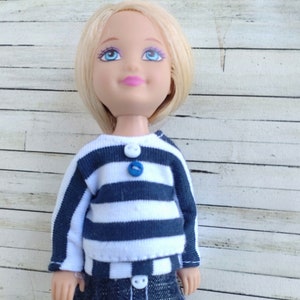 Outfit for Chelsea, Barbie&#39;s sister.  SHIPPING is without tracking number, if you want  it, buy &quot;certified shipping&quot; in the shop.