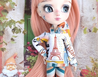 Hoodie tshirt and leggin for Blythe, pullip doll, made in soft cotton. Ready to send worlwide, flat shipping in all orders.