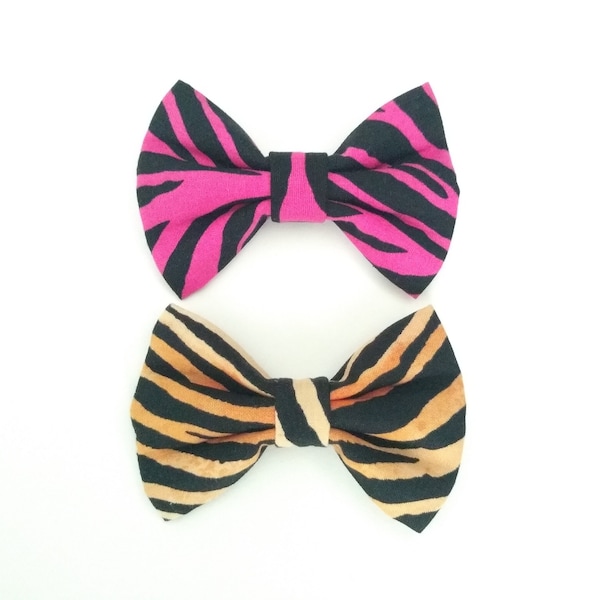 Pink Zebra Stripe Brown Tiger Stripe Pet Dog Cat Bow Tie for Collar