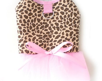 Leopard pet dog apparel clothing Pricess Pink TuTu dress XXXS-XL
