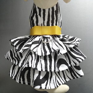 Black White Zebra Stripe Pet dog Apparel Clothes Clothing Harness Dress XXS XS S M L
