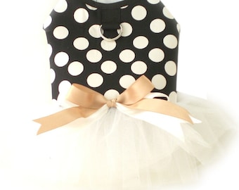 Black White polka dots pet dog apparel clothing Princess TuTu dress XXXS-XL