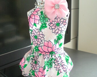 Spring/Summer Pet Dog Apparel Clothing Clothes Floral Harness Dress  XXXS-L