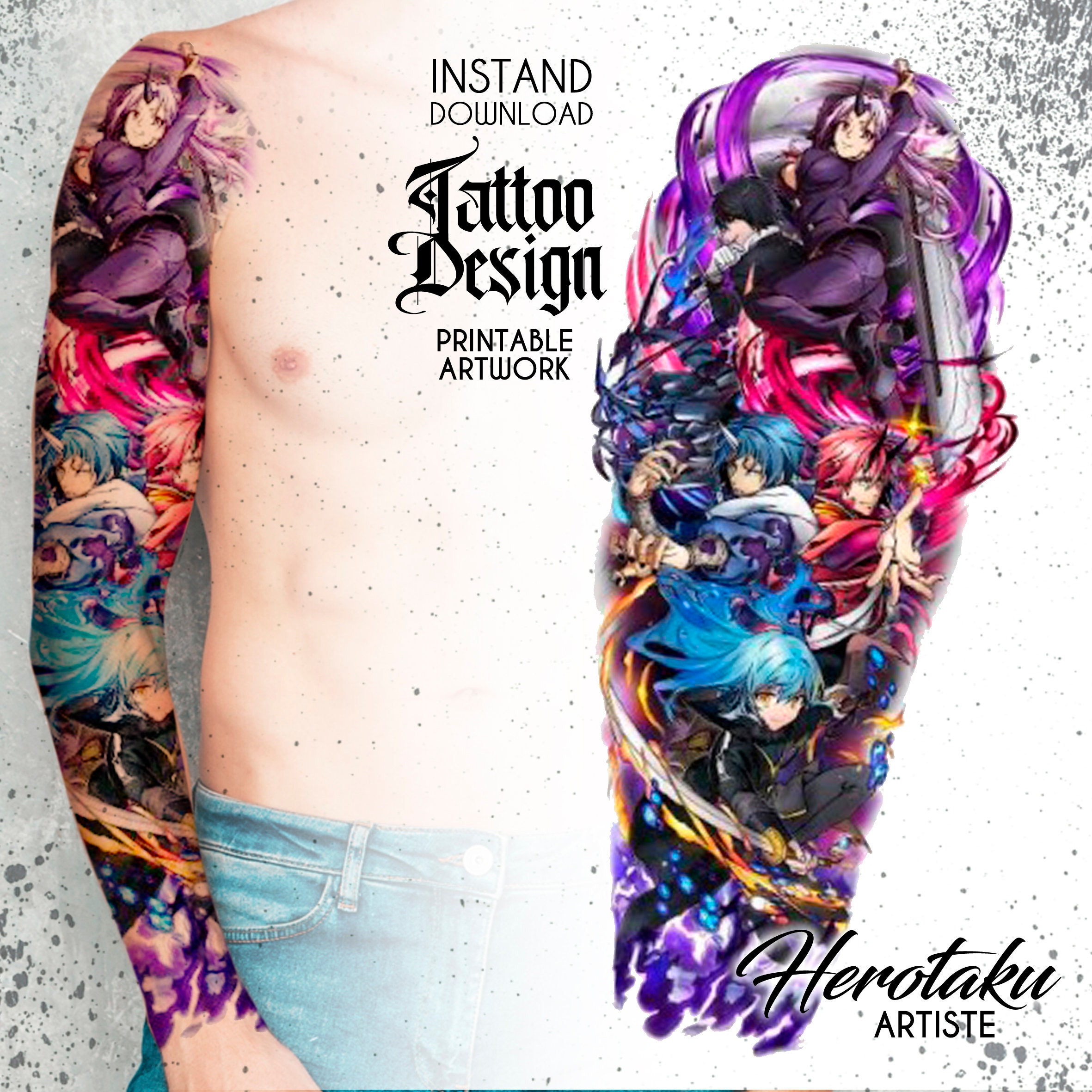 Tattoo Design Instant Download Professional Anime Tattoo | Etsy Finland