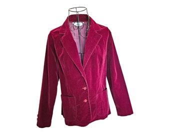 1970s Vintage Velveteen Blazer: Maroon Lady Blair Jacket