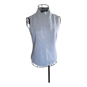 Y2K Silk Metallic Sweater: Vintage Silver Tank Top