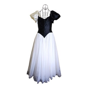 1980s Prom Dress, Vintage Evening Gown, Black & White Formal Wear, Banquet Formal Dress, Quinceañera Dress, Women&#39;s Vintage Fashion Gown