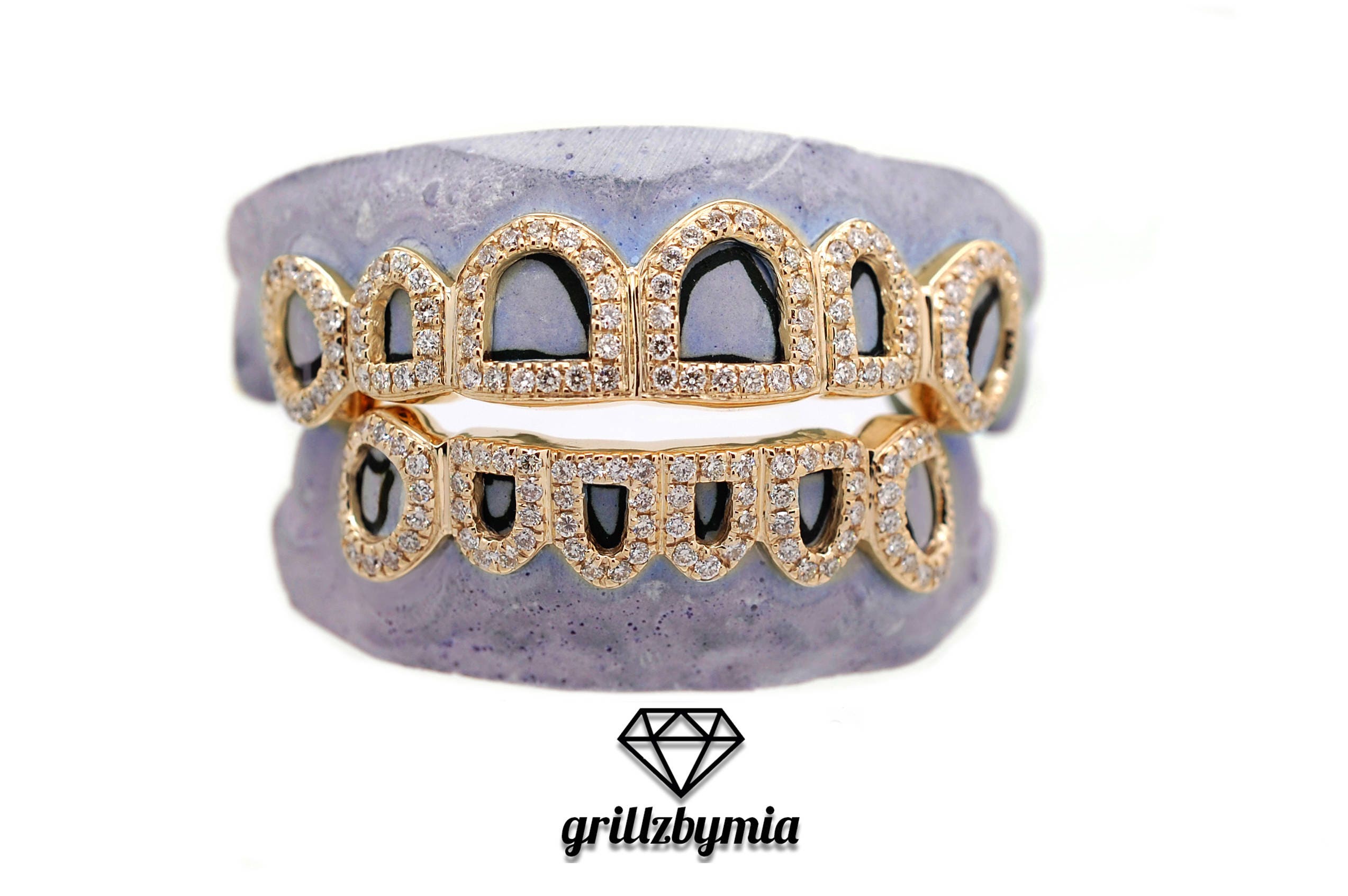 Custom 10K 14K Gold Grillz 3ct Genuine Diamonds Open Face Etsy
