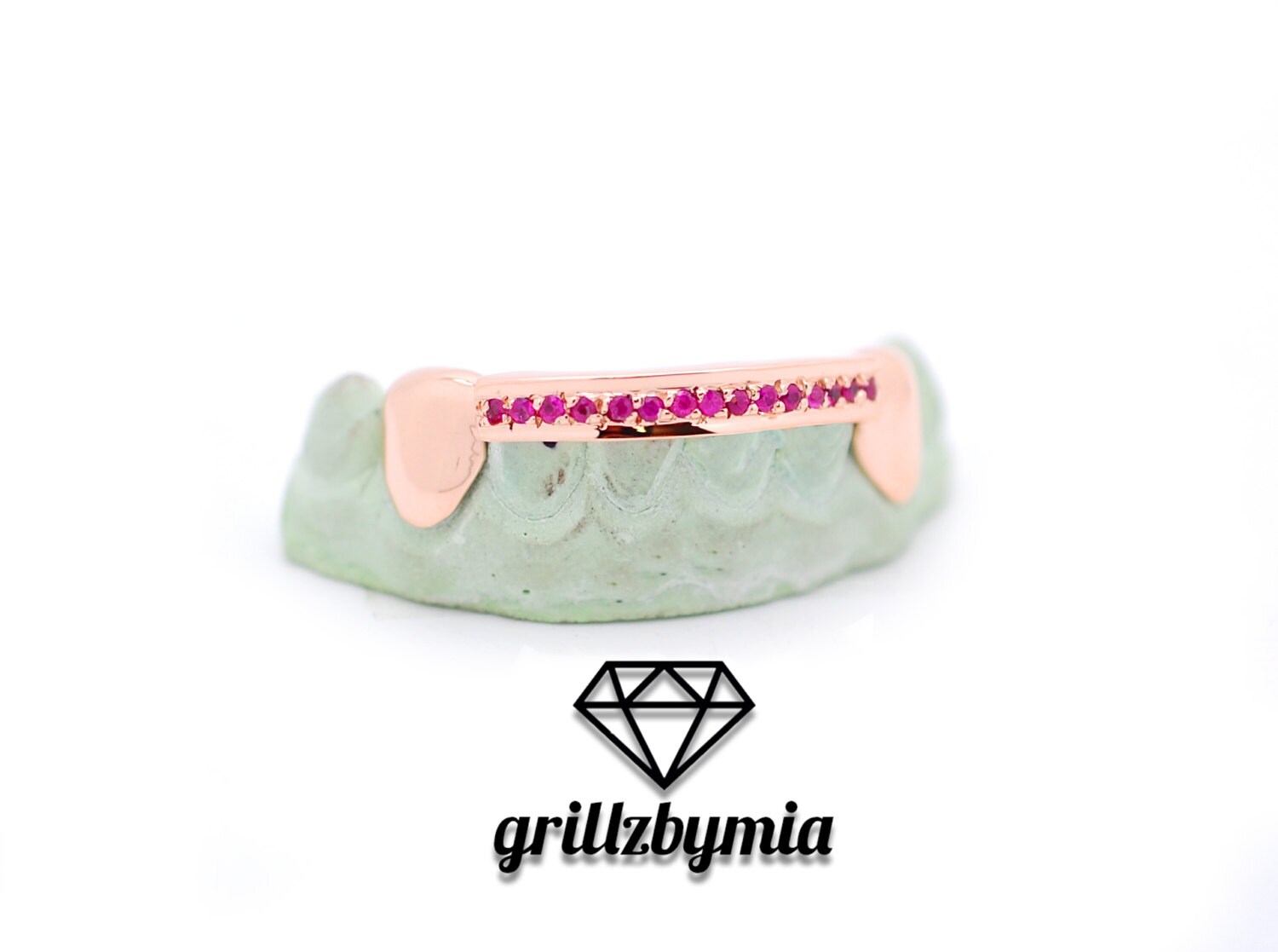 Custom 6 Piece 10k Rose Gold Grillz Bar Grillz w/ Pink Etsy