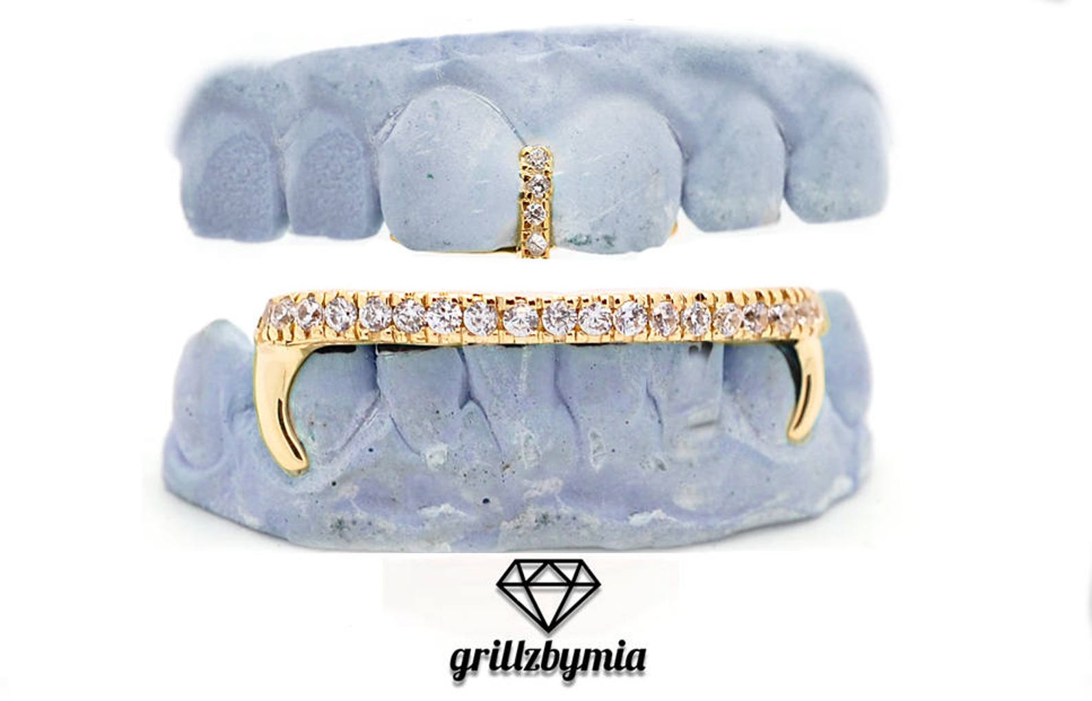 Custom Diamond Bar Grillz 10K 14k Gold Grillz Gap Bar Iced Out Etsy