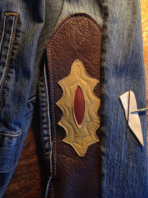 Leather Appliqué ~cross Design, Ladies Medium + Denim Short Jacket