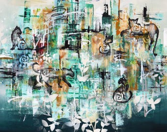 Mid-Century Modern Panther Art Print: Brutalist Abstract MCM Wall Decor