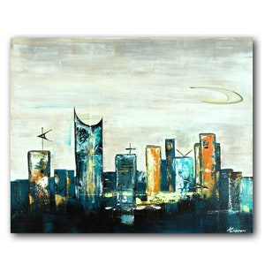 Mid-Century Modern Skyline Art Print: Abstract Home Decor
